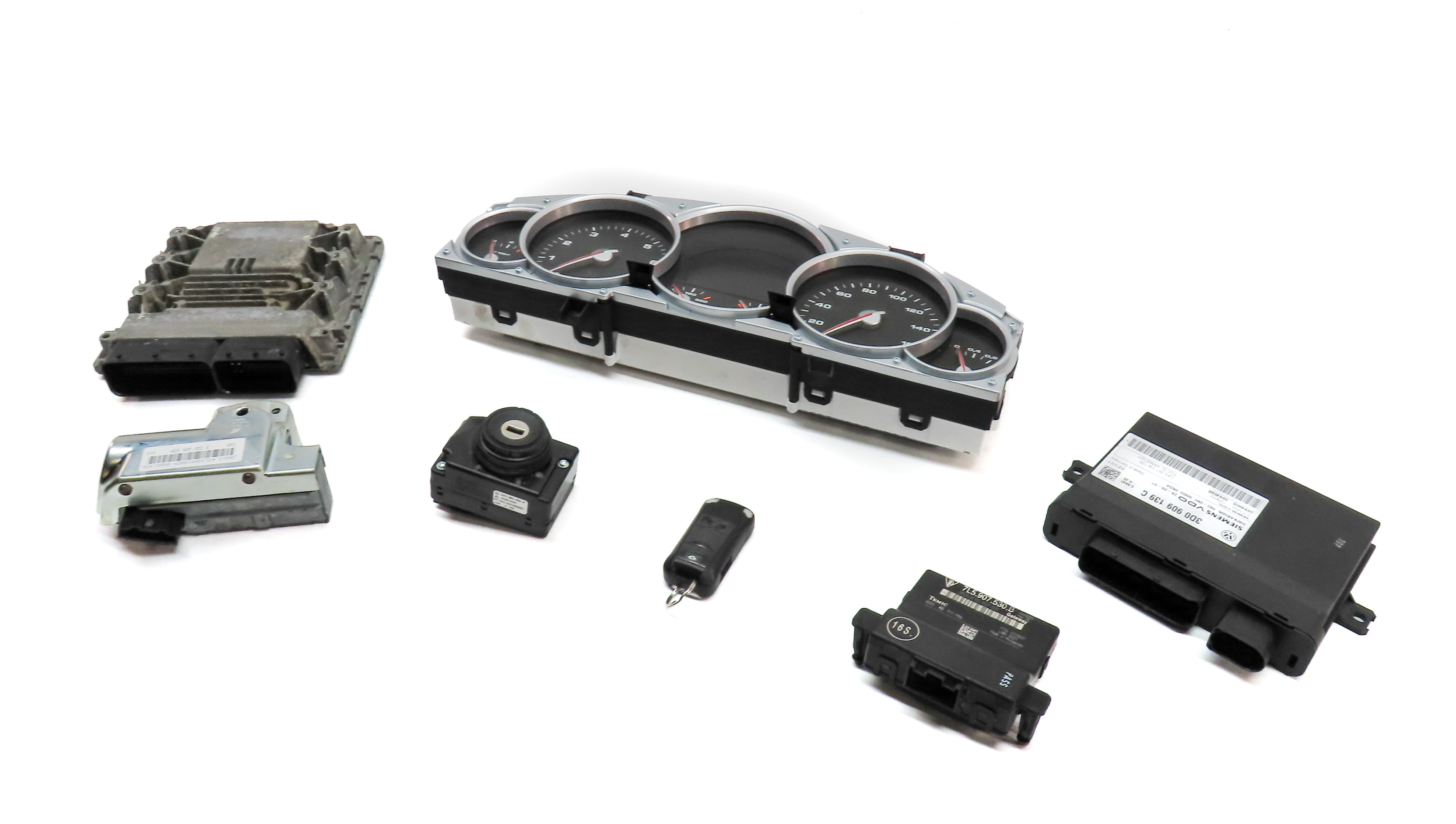 08 PORSCHE CAYENNE (957) 4.8L TURBO ENGINE ECM IMMOBILIZER KESSY MODULE KEY SET — exact item pictured